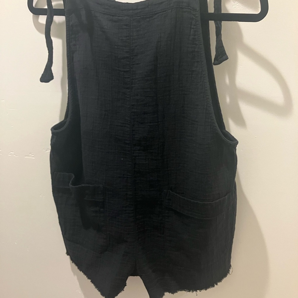 Billabong Black Tie-Shoulder Cotton Pocket Romper